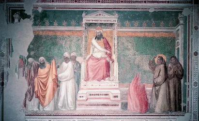 Feuerprobe des Hl. Franz von Assisi vor dem Sultan von Ägypten, aus der Bardi-Kapelle, um 1320